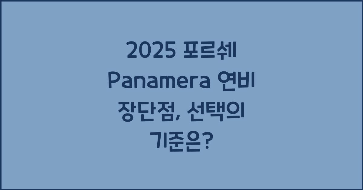 2025 포르쉐 Panamera 연비 장단점