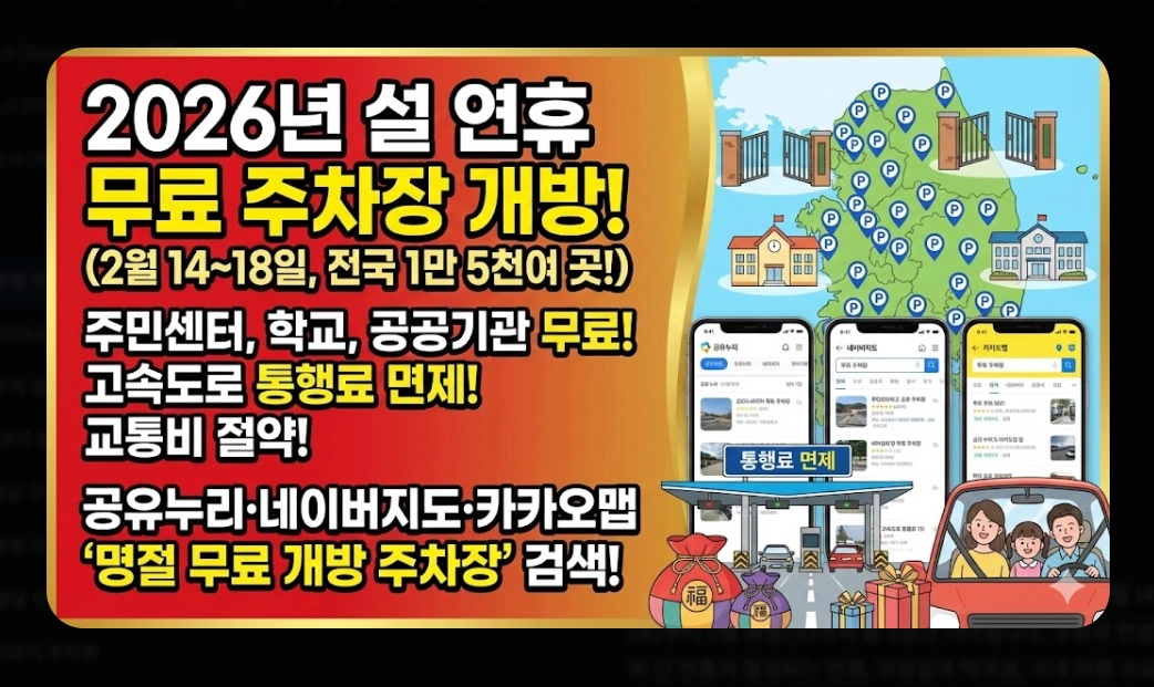 설날 무료주차장(2026 설날, 개방 기간, 전국 권역별)(+ 이용 꿀팁)
