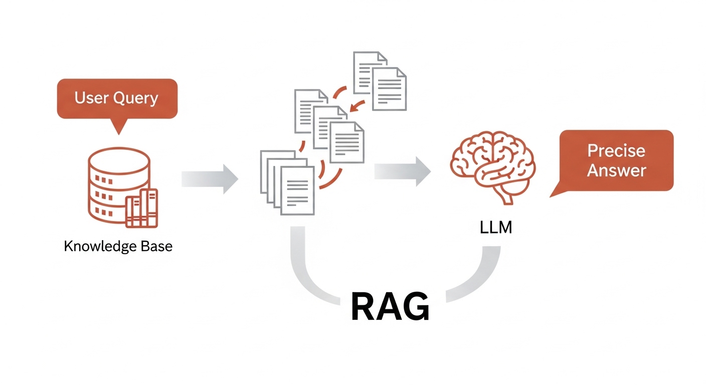 LLM 챗봇의 환각 현상을 줄이는 RAG(검색 증강 생성) 기술의 작동 원리 시각화