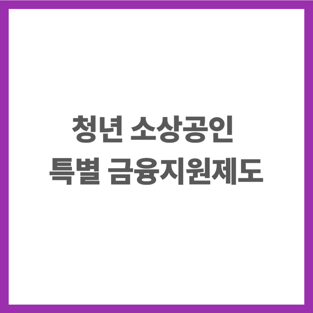 청년소상공인 특별금융지원제도
