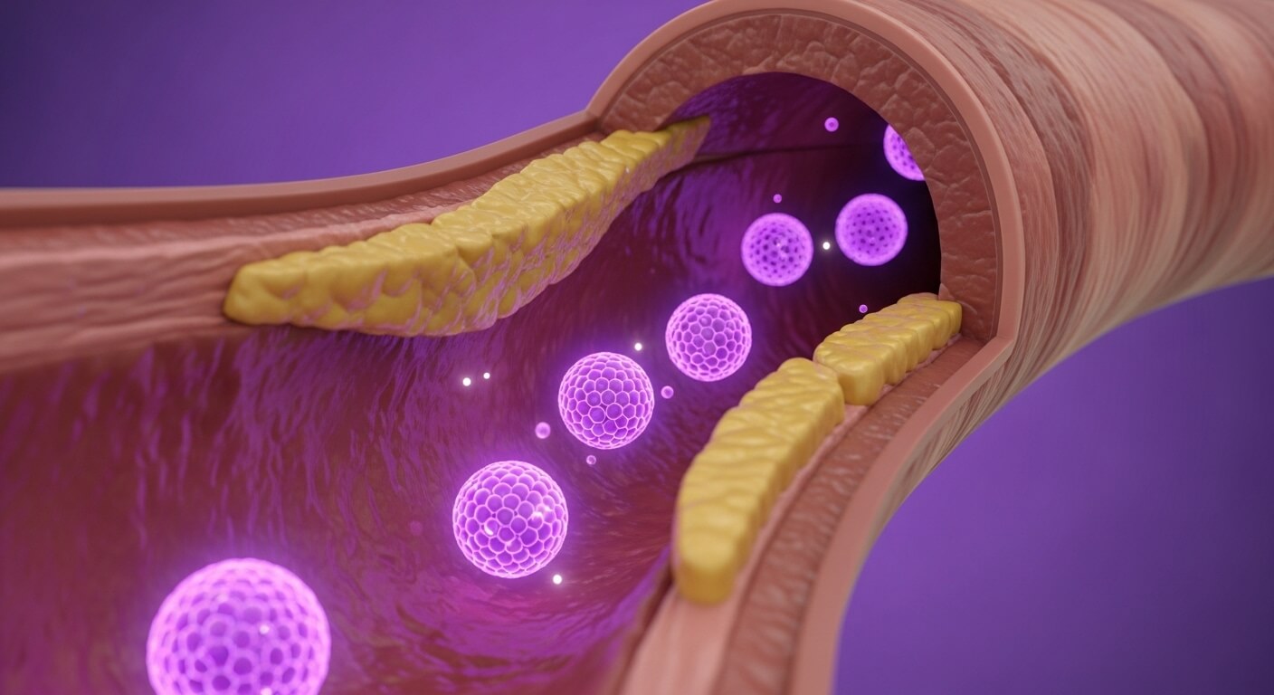 혈관이 지방으로 막혀지고 있는 3D 그림