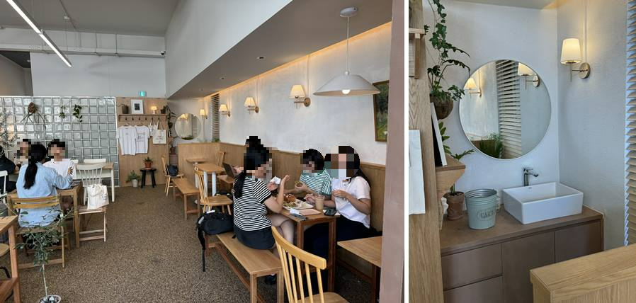 카페라테 내부 손 씻는 곳 및 내부 모습