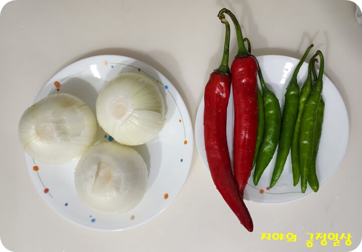 양파와 빨간고추&amp;#44; 땡고추
