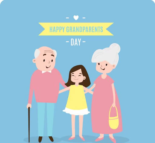 할아버지&amp;#44; 할머니와 함께 안고 있는 손녀