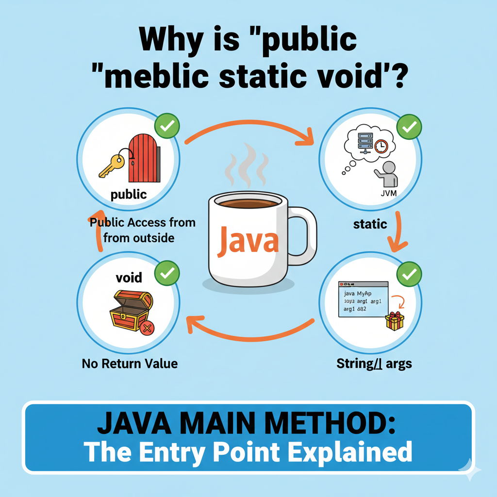 main 메서드가 public static void인 이유는?