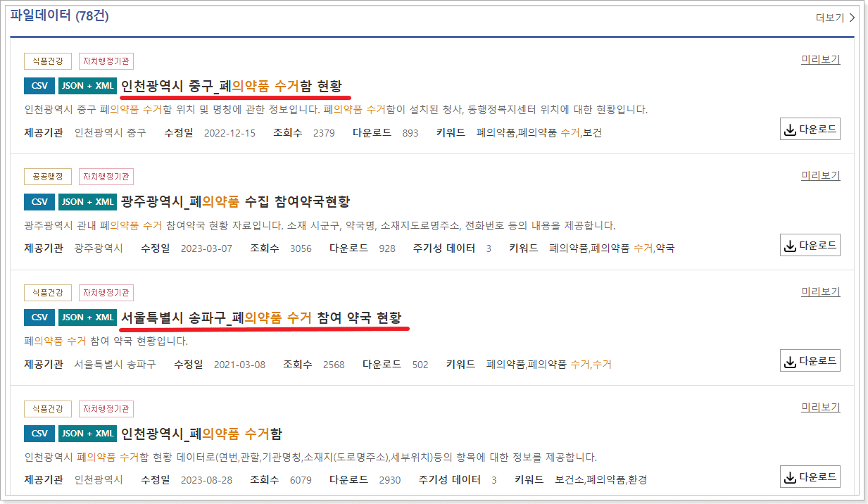 폐의약품 수거함 위치 확인