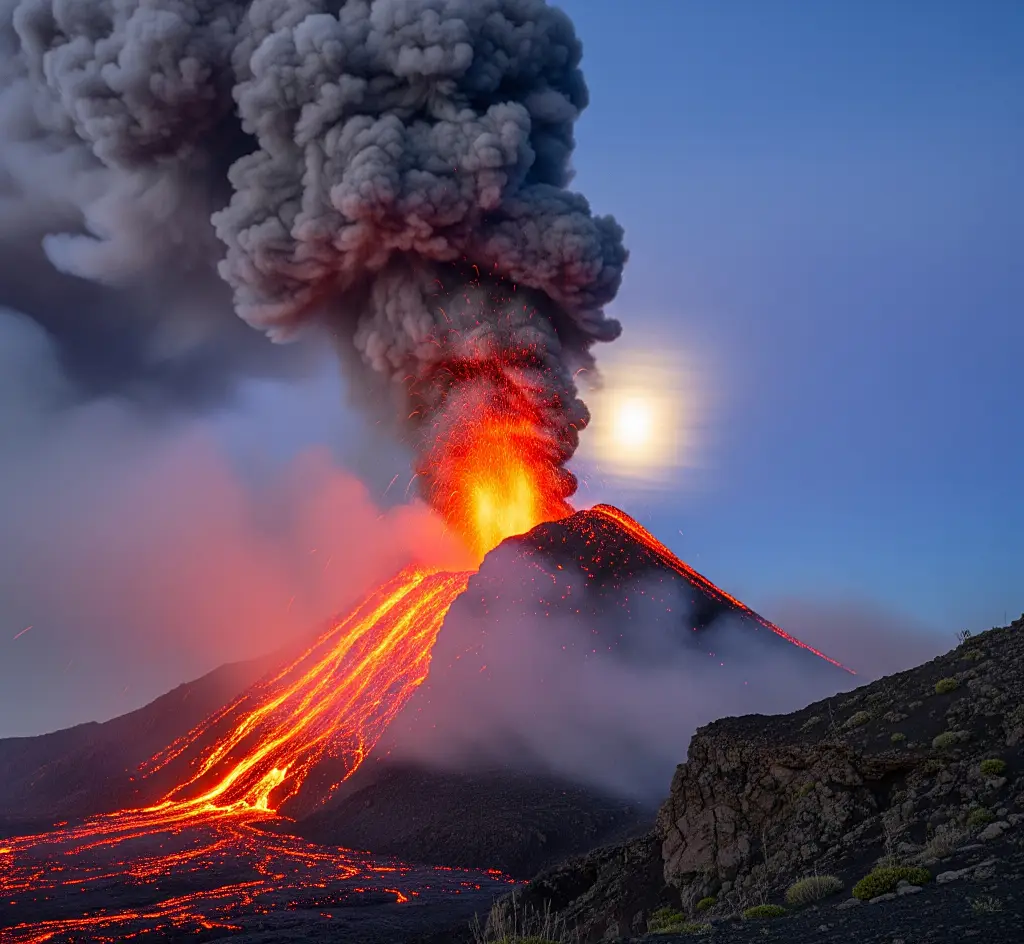 캄차카 화산 분화 예시 이미지