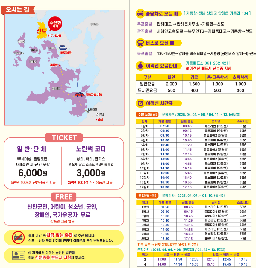 신안 선도 수선화축제 일정 주차 프로그램 총정리