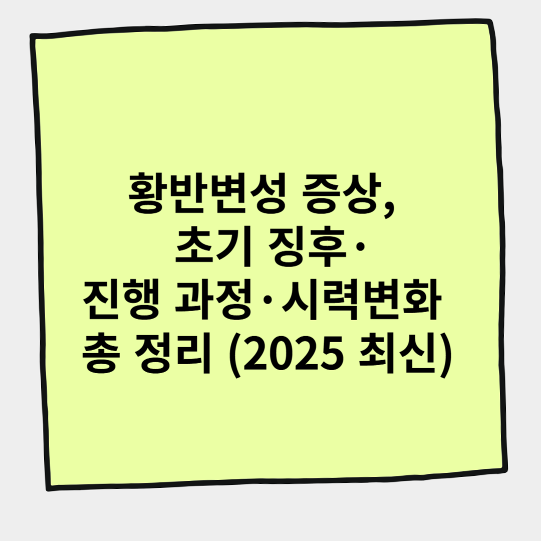 황반변성 증상, 초기 징후·진행 과정·시력 변화 총 정리 (2025 최신)