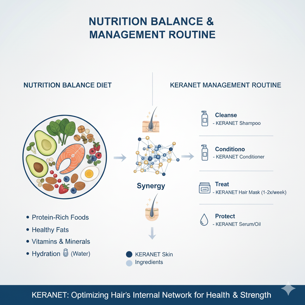 영양 균형 식단과 케라넷 관리 루틴 예시"