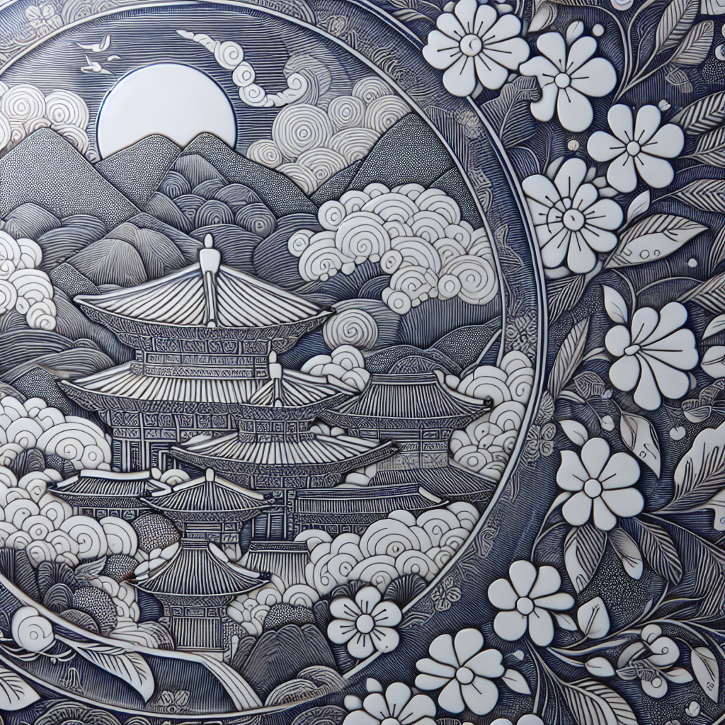 박지 기법이 적용된 도자기 표면