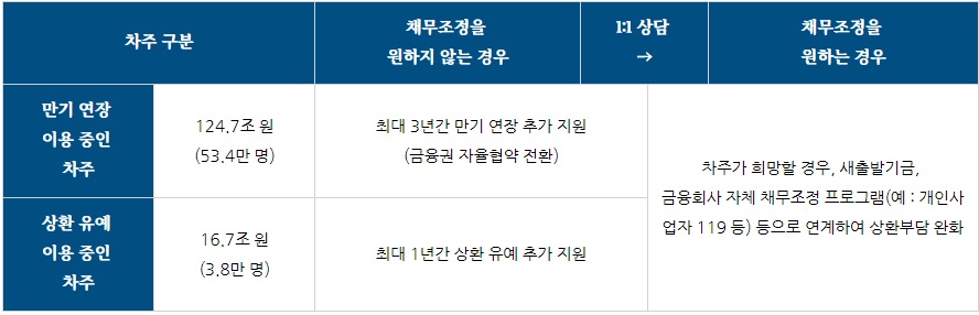자영업자/중소기업 대출만기연장 및 상환유예 지원절차