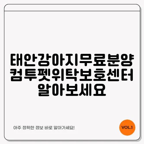 태안강아지무료분양 컴투펫위탁보호센터 알아보세요