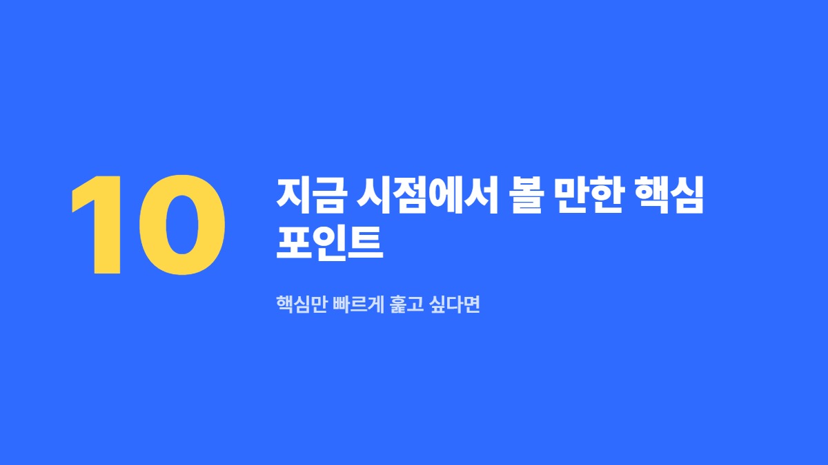 지금 시점에서 볼 만한 핵심 포인트 — 핵심만 빠르게 훑고 싶다면