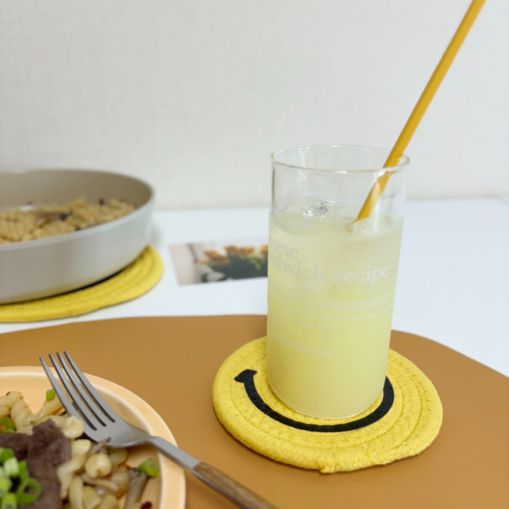 스마일 냄비받침 컵받침 옐로우