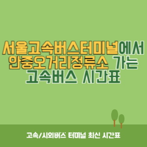 서울고속버스터미널에서 안중오거리정류소 가는 고속버스 시간표 최신정보