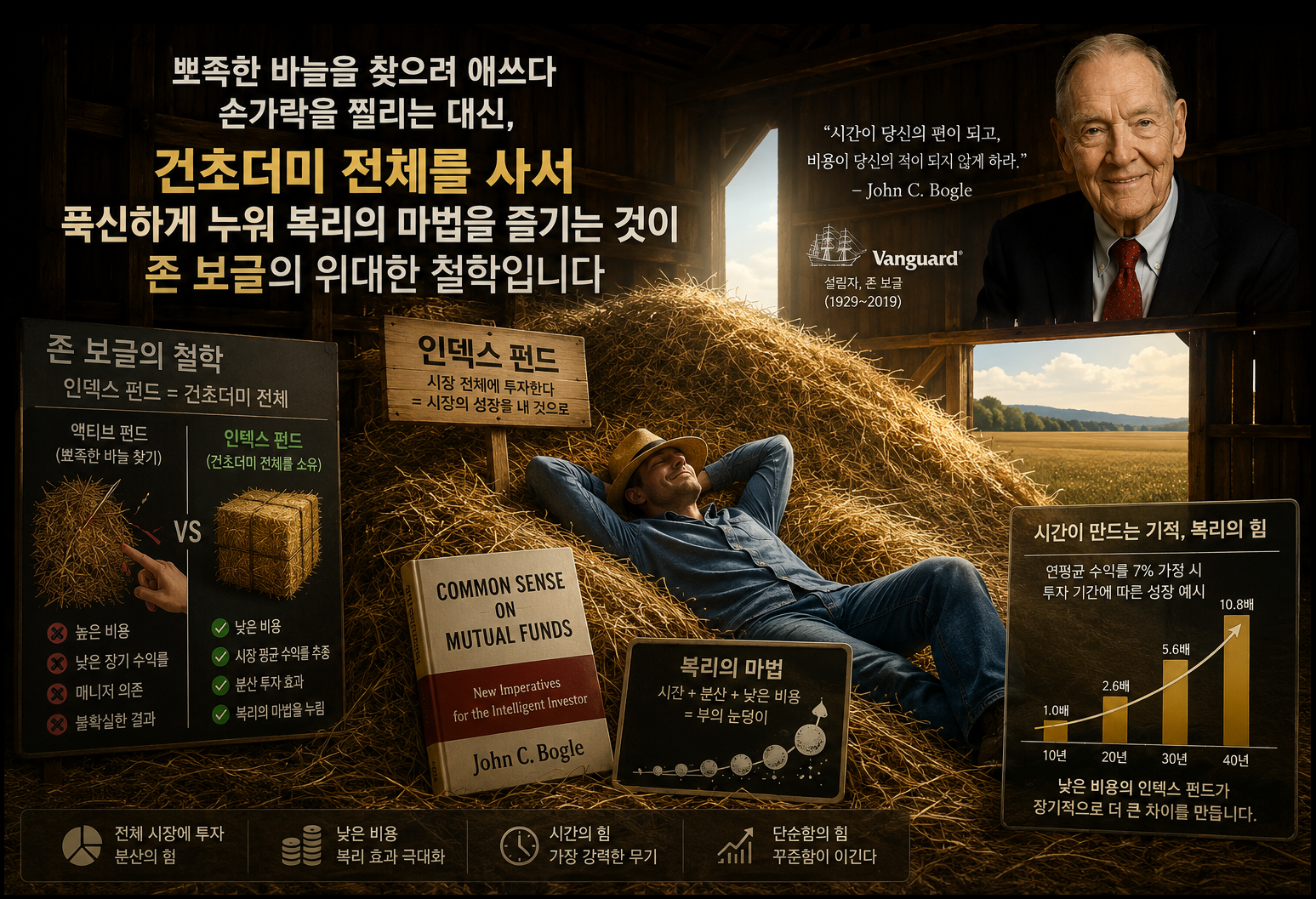 바늘을 찾지 말고 건초더미를 사라, 인덱스 펀드를 창시한 영웅