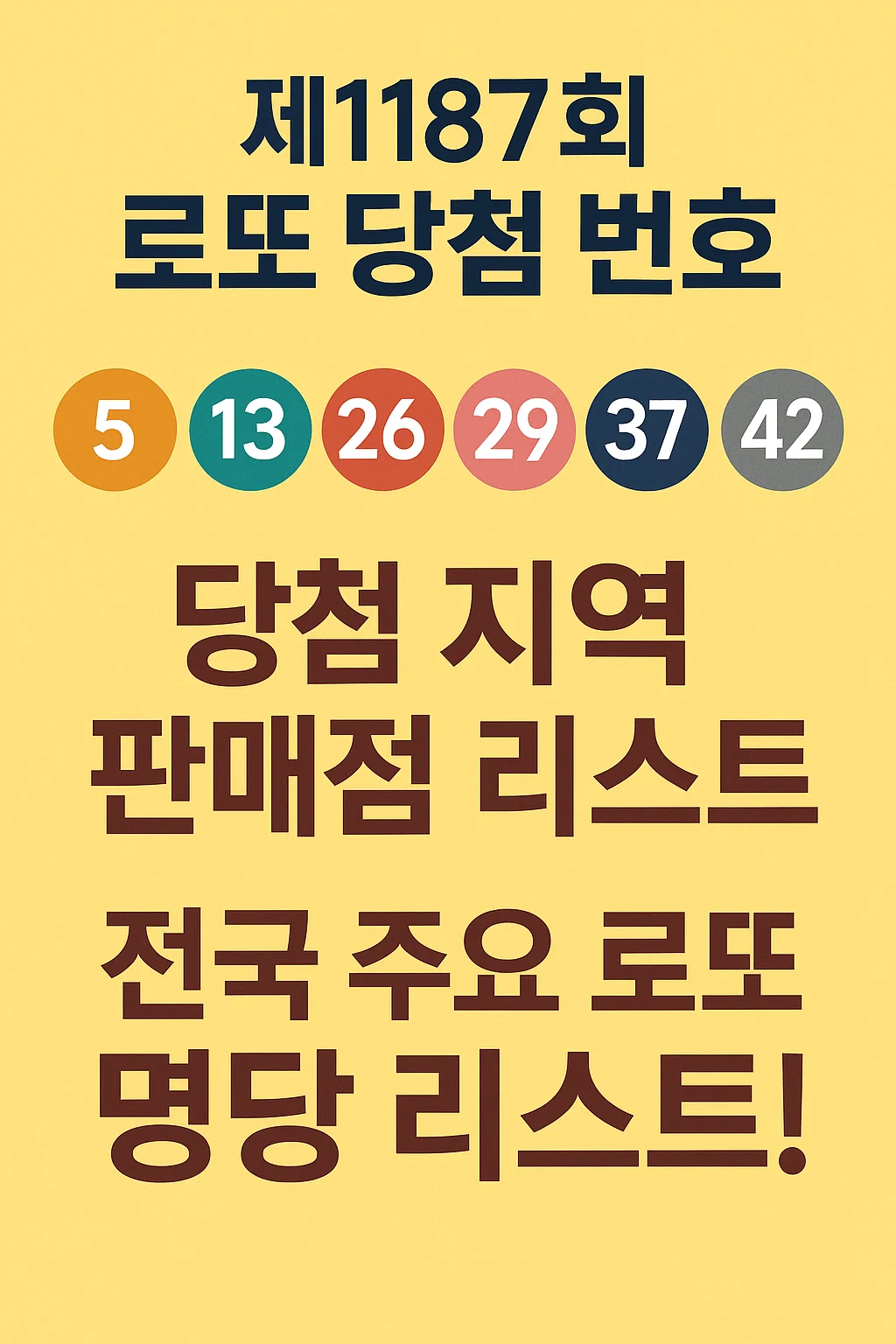 당첨번호, 당첨지역 판매점, 그리고 전국 로또 명당 리스트