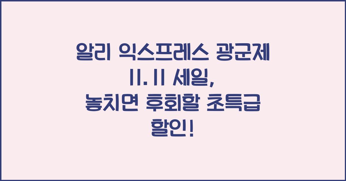 알리 익스프레스 광군제 11.11 세일
