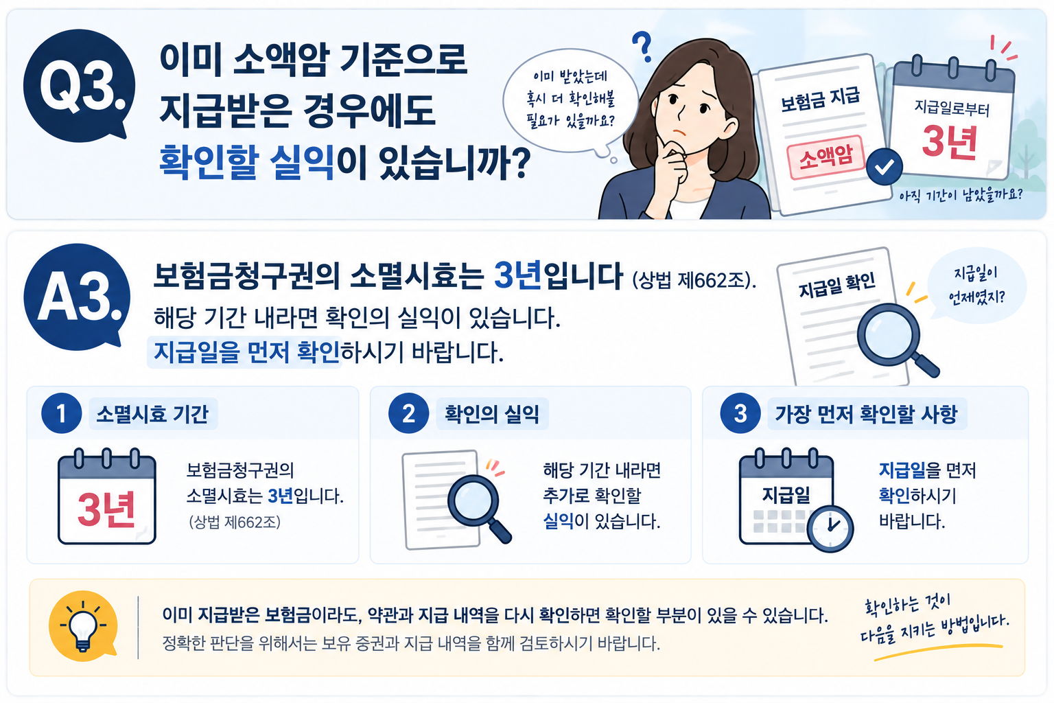 Q3. 이미 소액암 기준으로 지급받은 경우에도 확인할 실익이 있습니까?