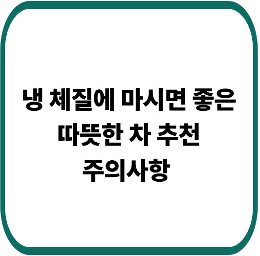 추운 날씨 대비, 냉 체질에 좋은 따뜻한 차 추천