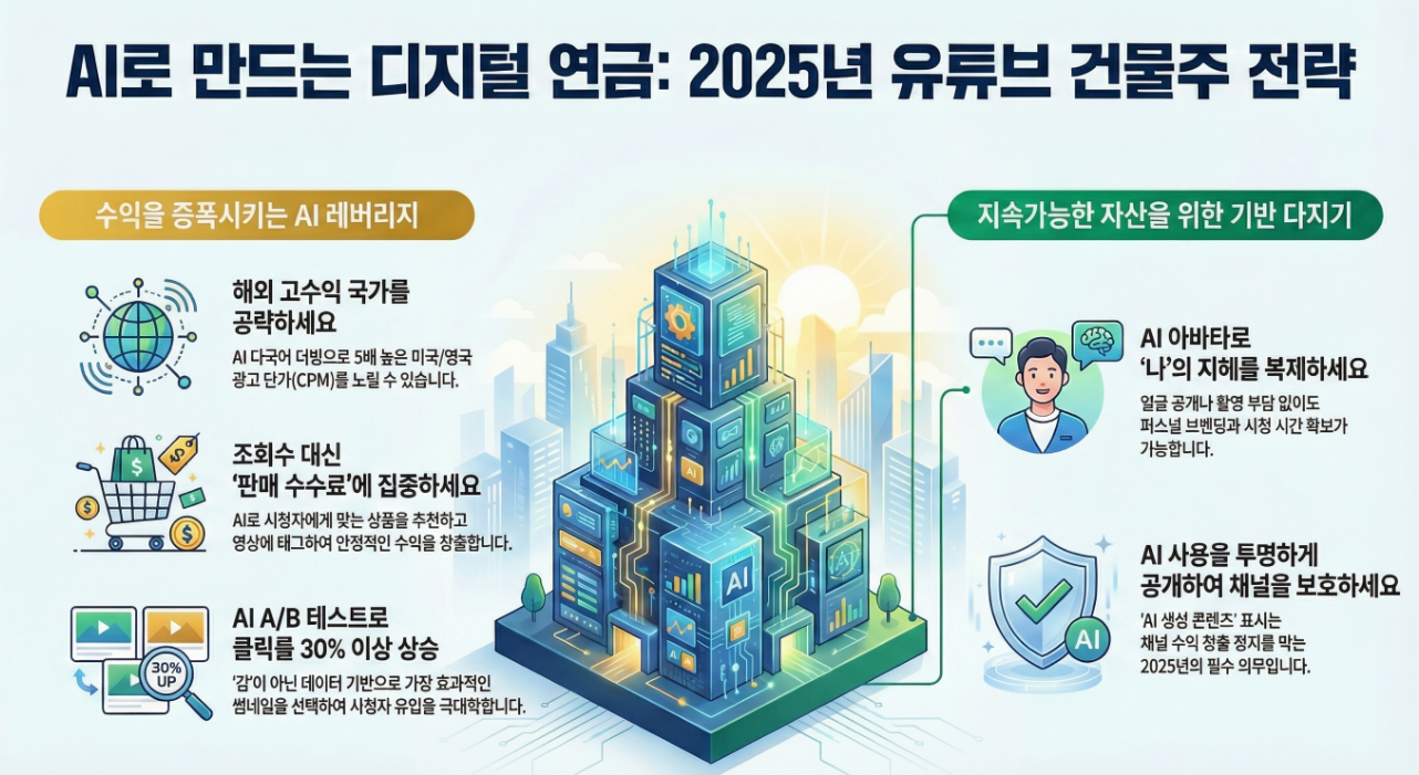 디지털 연금, 유튜브 건물주 전략 인포그래픽