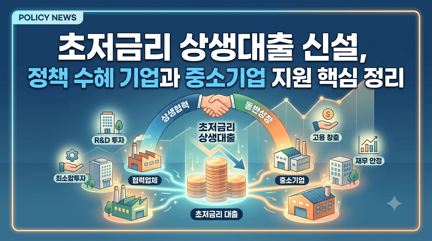 초저금리 상생대출 신설, 정책 수혜 기업과 중소기업 지원 핵심 정리