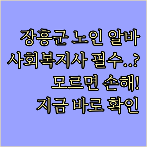 장흥군 노인 일자리 사업 유형과 사회..