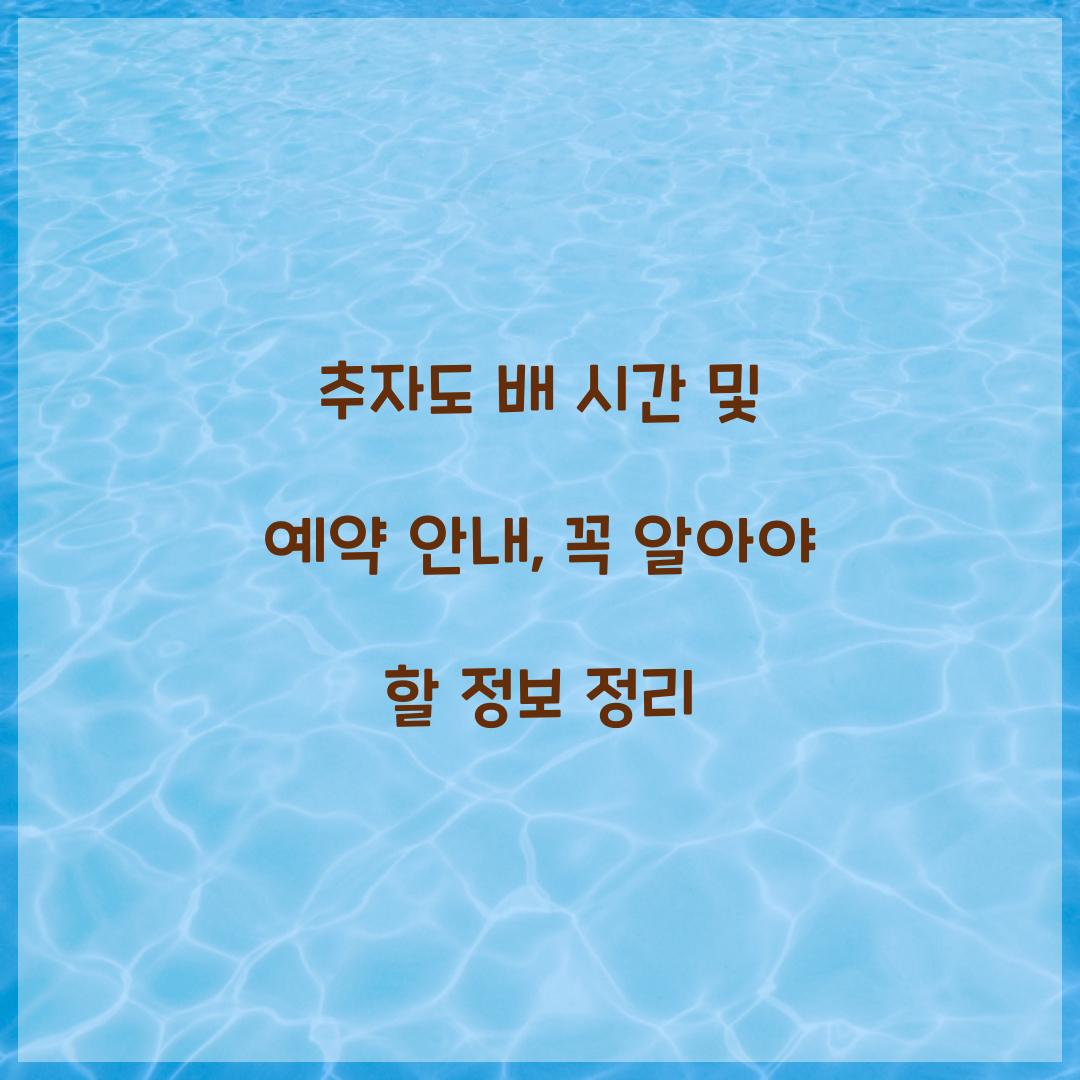 추자도 배 시간