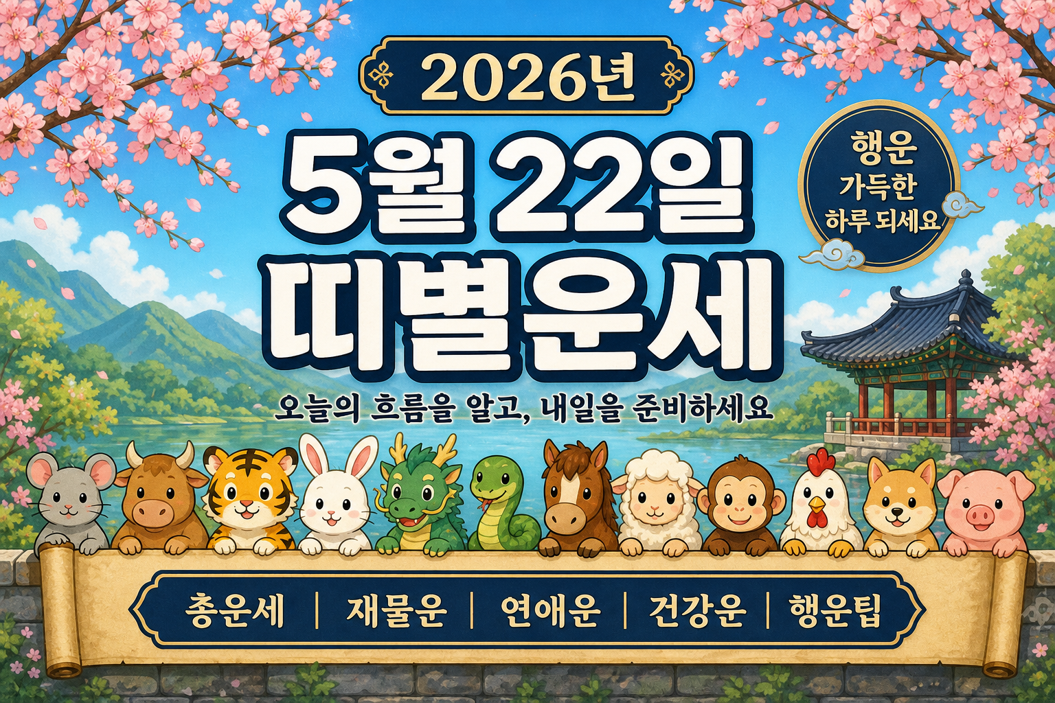 2026년 5월 22일 띠별운세 무료 보기 만세력 2D 이미지