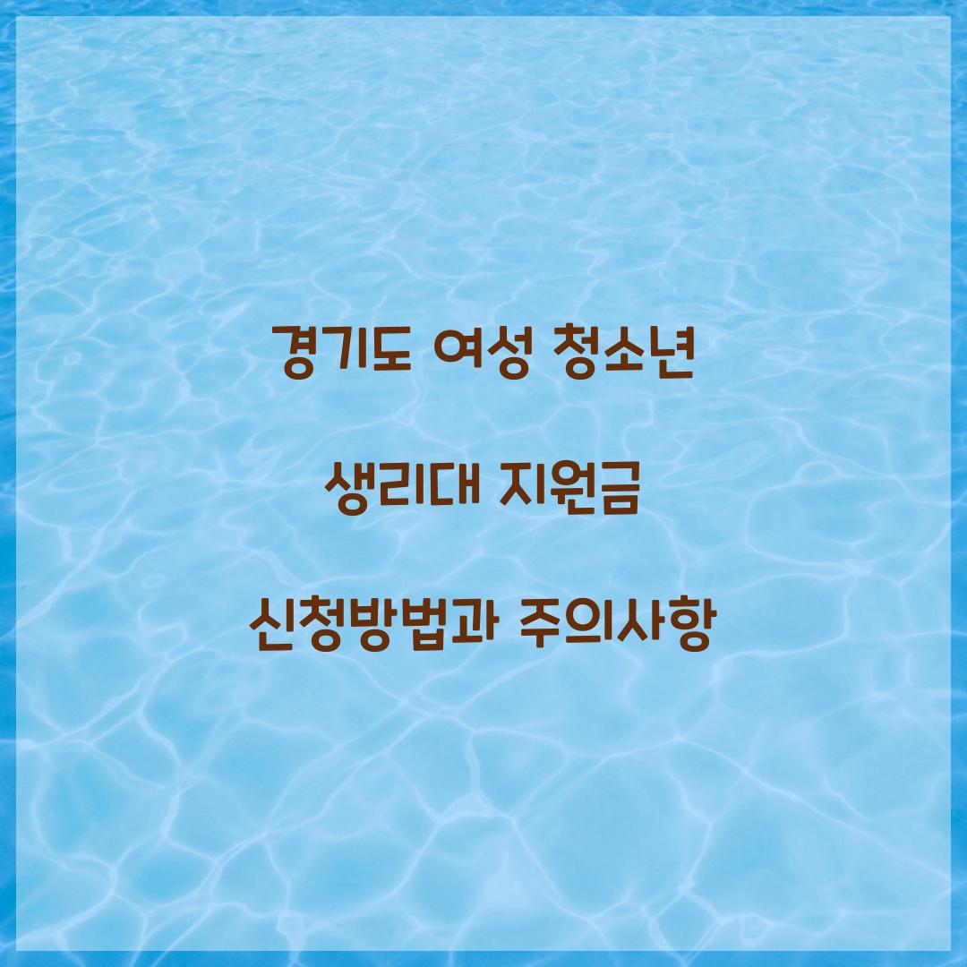 경기도 여성 청소년 생리대 지원금