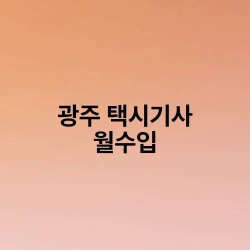 광주 택시기사 월수입