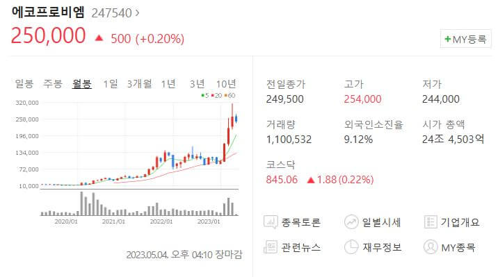 에코프로비엠-주가