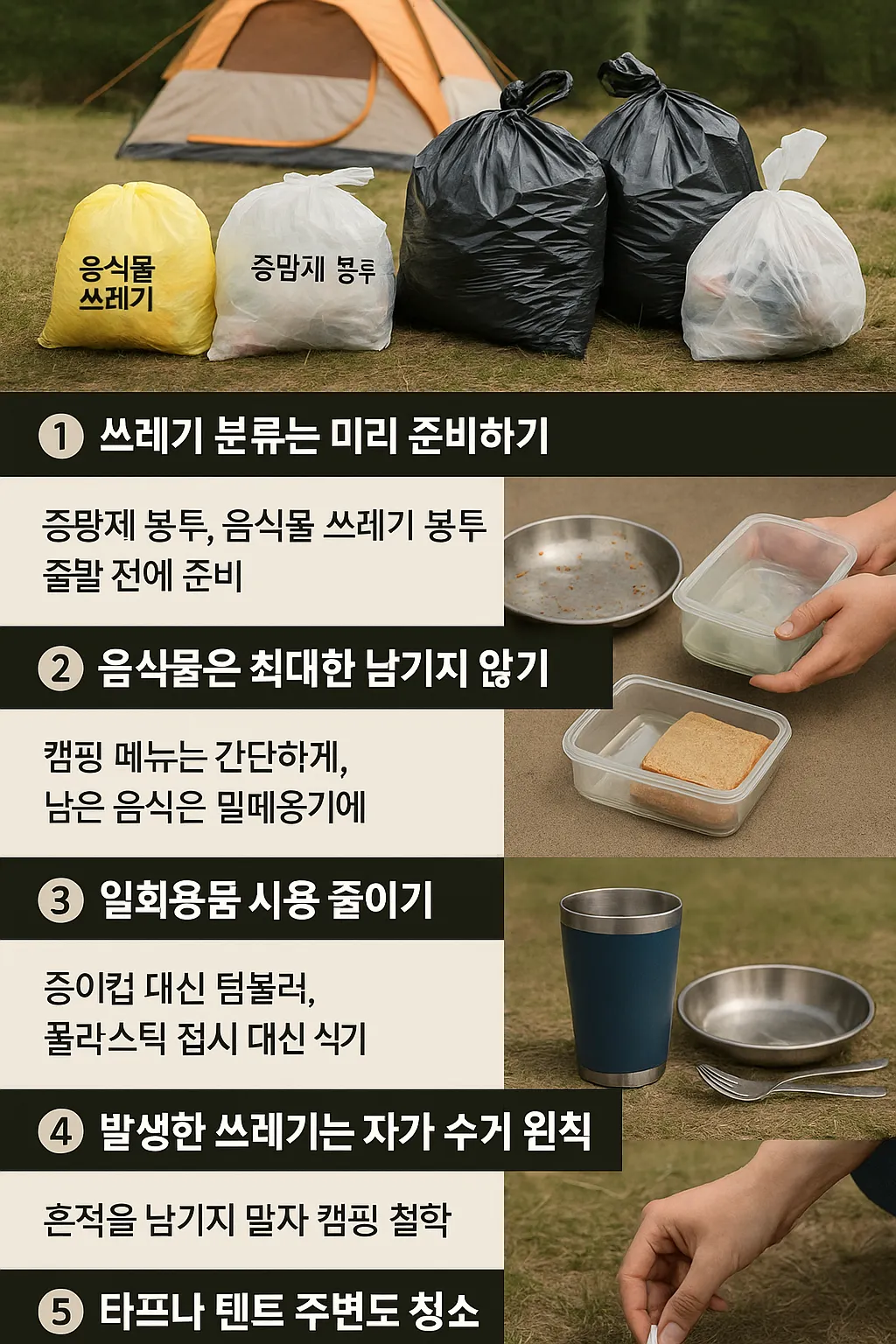 캠핑 후 쓰레기 정리 관련 사진