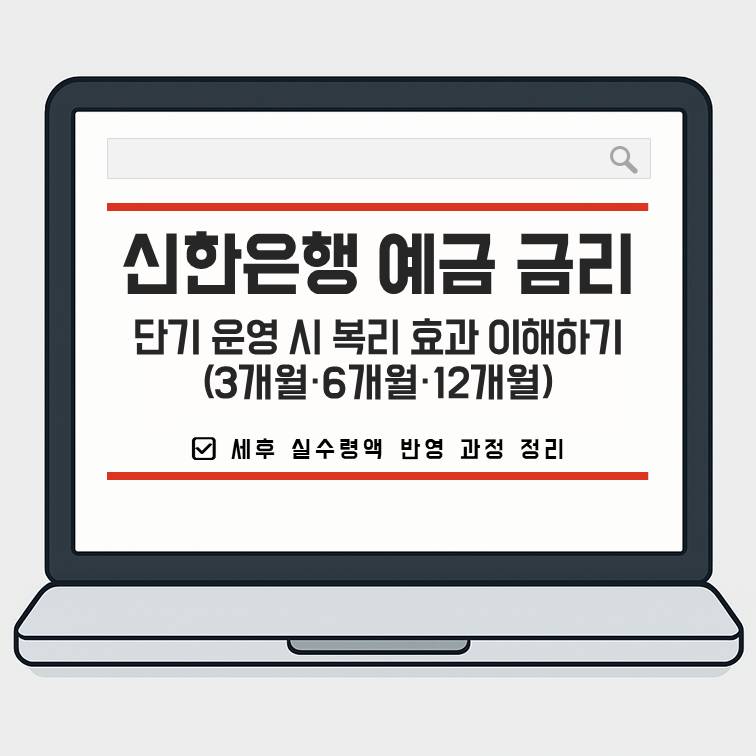 신한은행 예금 금리 3개월&middot;6개월&middot;12개월 단기 운용 시 복리 효과와 세후 실수령액 계산 구조 설명 이미지