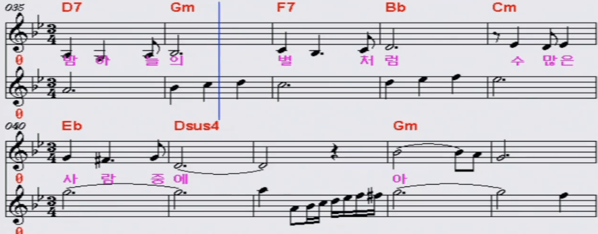 정훈희 - 강 건너 등불 악보