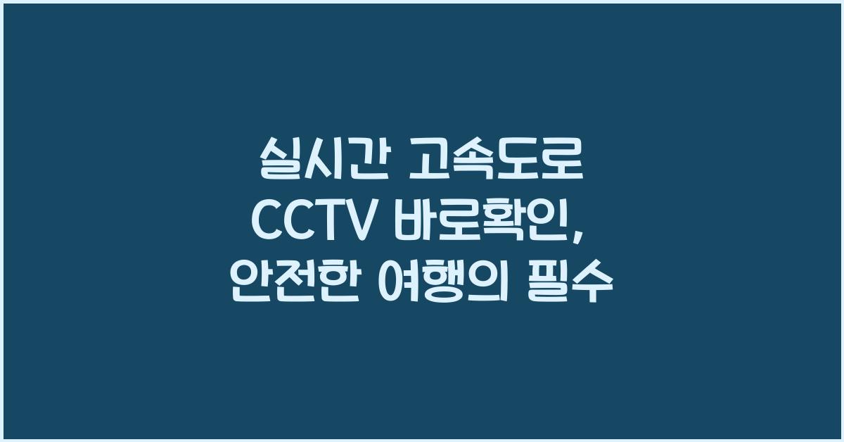 실시간 고속도로 cctv 바로확인
