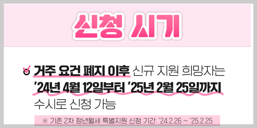 청년월세 특별지원 신청기간