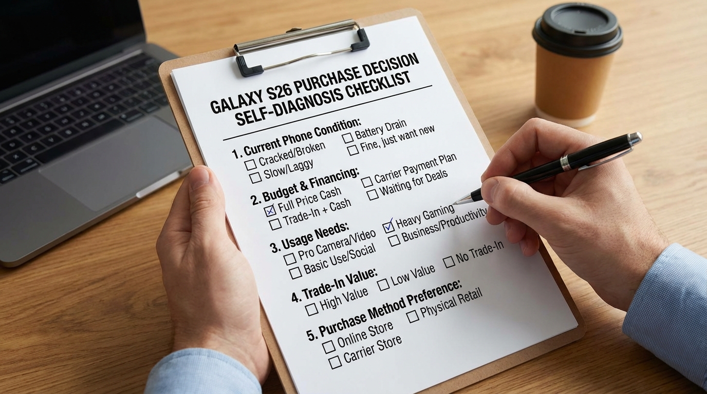 갤럭시 S26 구매 방식을 결정하기 위한 자가진단 체크리스트 이미지