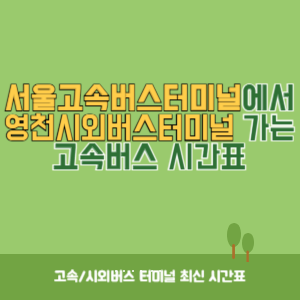 서울고속버스터미널에서 영천시외버스터미널 가는 고속버스 시간표 최신정보