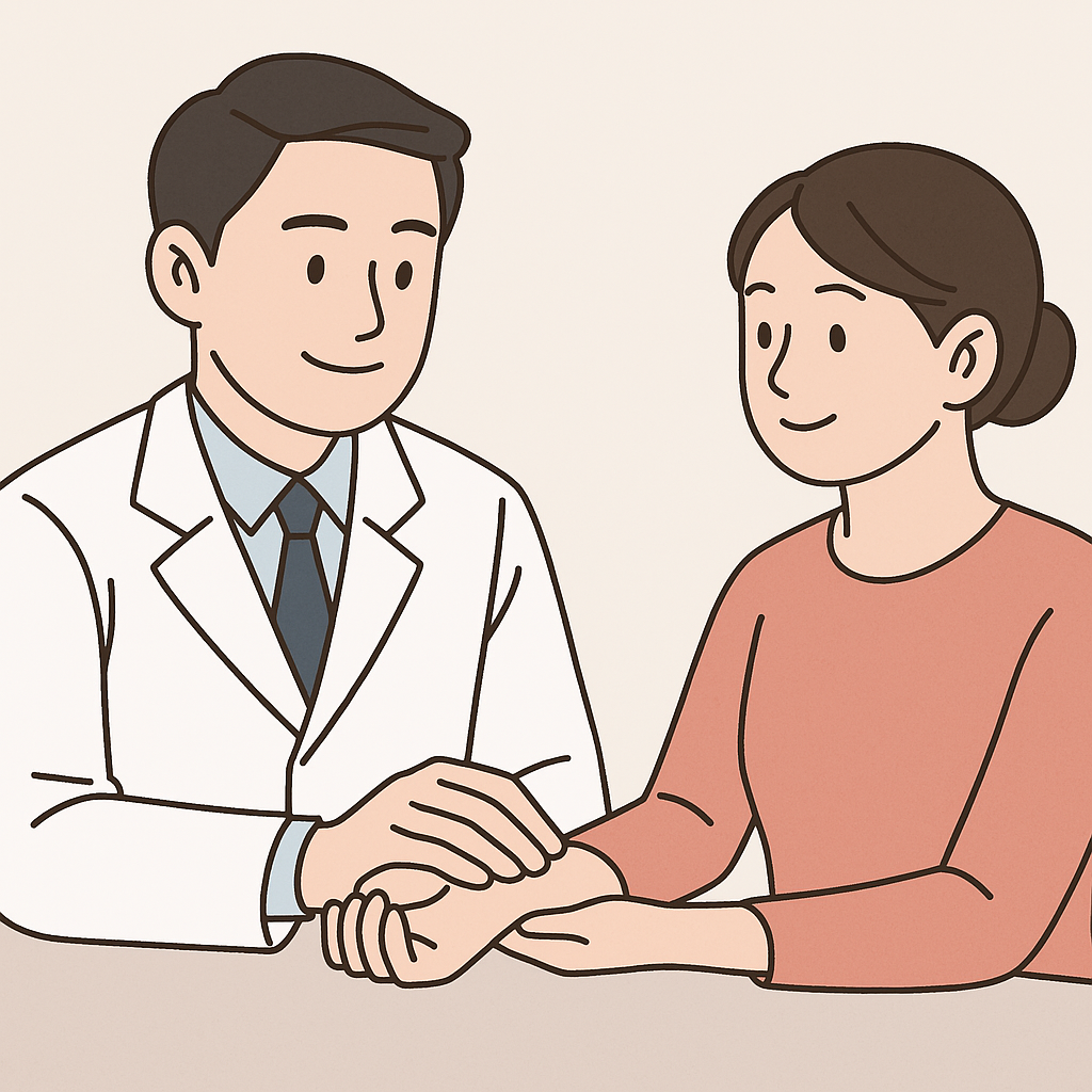 체질 확인을 위해 진맥을 보는 한의사