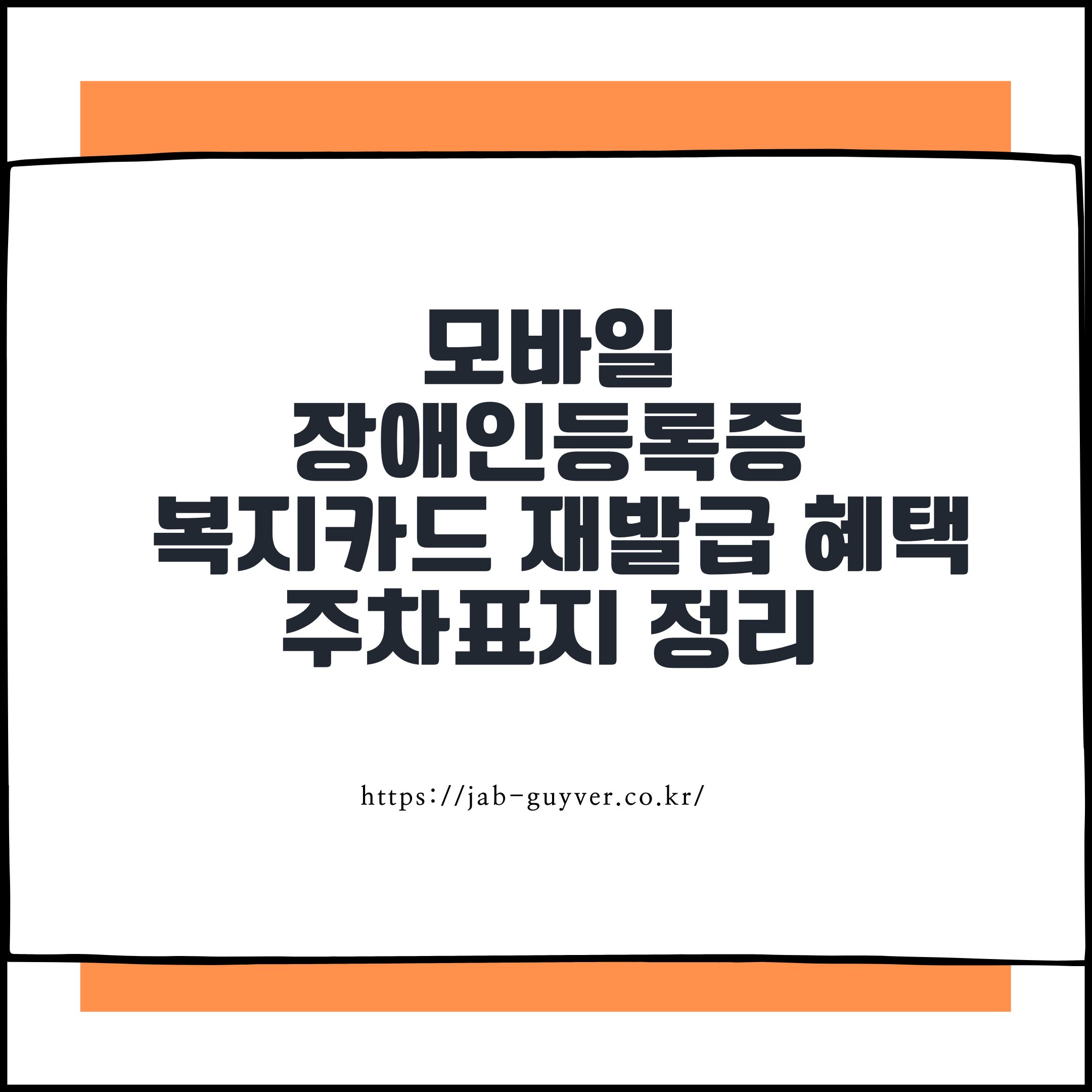 모바일 장애인등록증 발급 복지카드 재발급 혜택 주차표지 정리