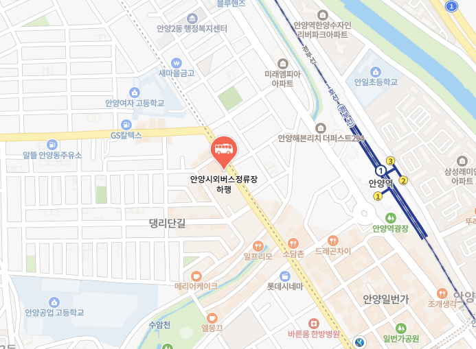 안양시외버스정류장 위치-지도