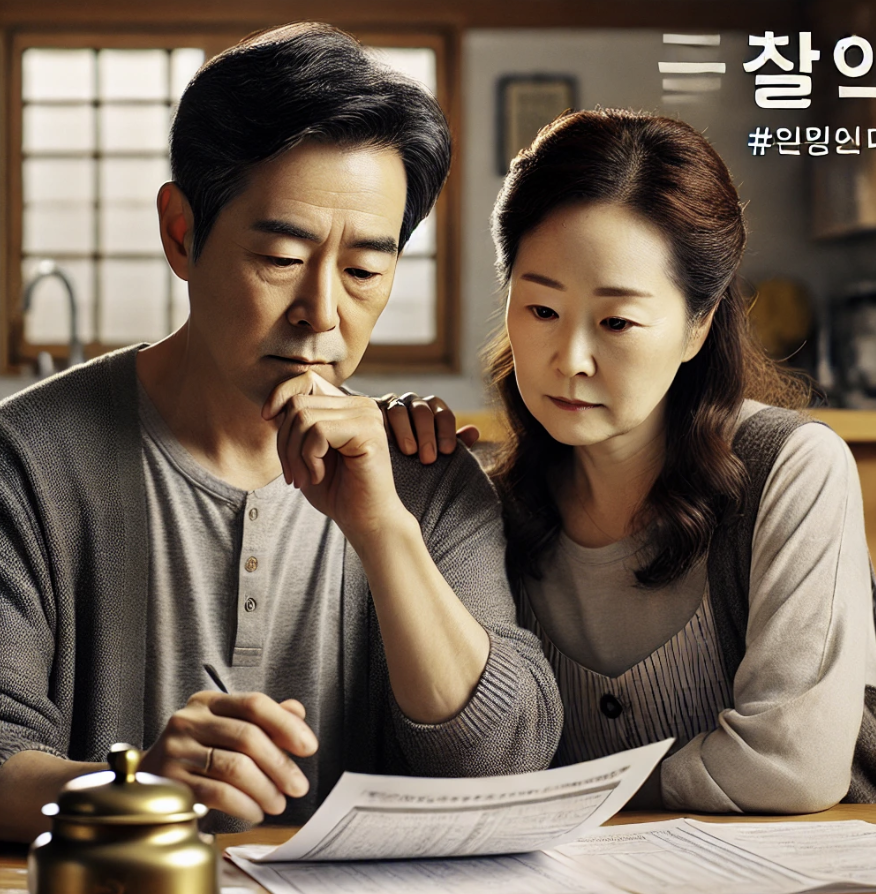 유족연금 신청서류 작성중인 모습