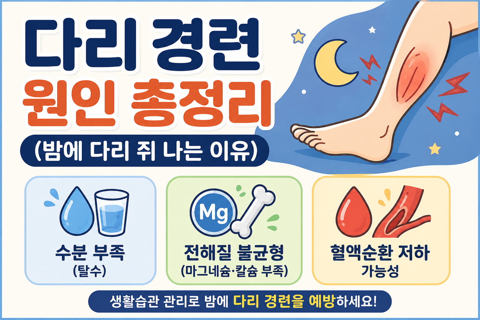다리 경련 원인 총정리 (밤에 다리 쥐 나는 이유) -사진-