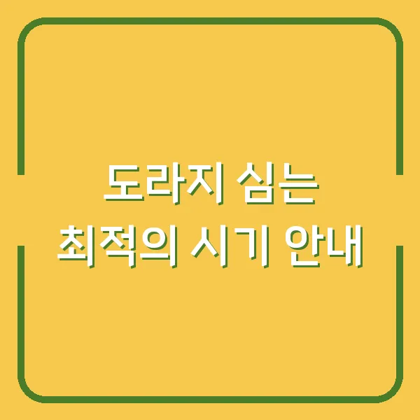도라지 심는 최적의 시기 안내