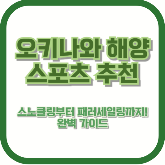 오키나와 해양 스포츠 추천 – 스노클링부터 패러세일링까지! 완벽 가이드