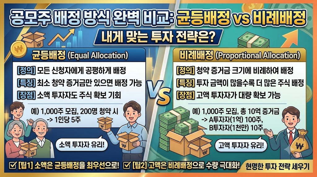 공모주 균등배정과 비례배정 차이점 설명 이미지