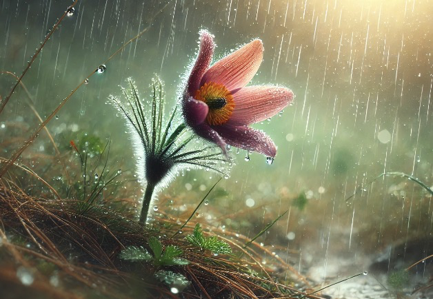 비 오는 날 피어난 야생화