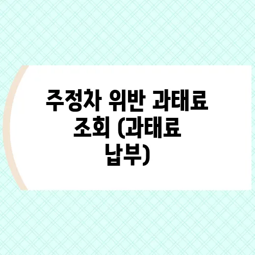 주정차 위반 과태료 조회 (과태료 납부)